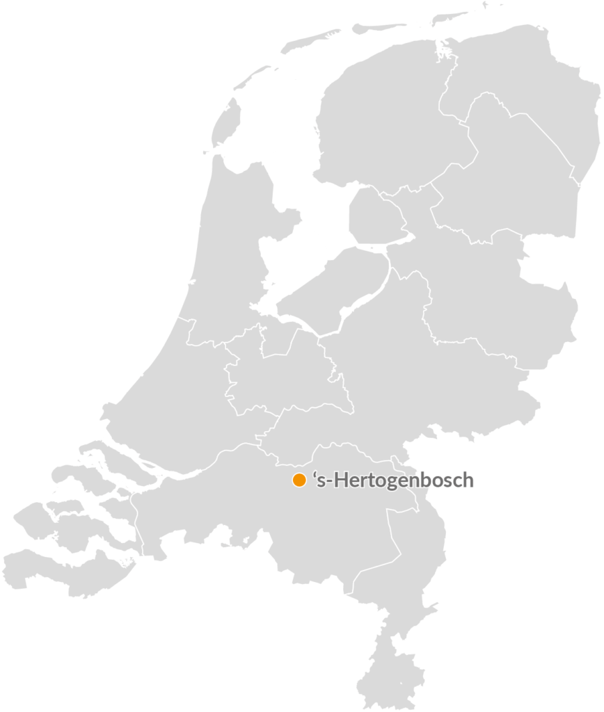 's Hertogenbosch aangeduid op de landkaart van Nederland